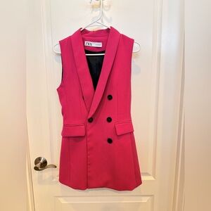 Zara Bright Pink Sleeveless Double-Breasted Blazer Dress